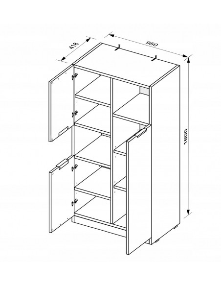 Duży Regał Asti Szafka Dąb Craft + Biały Połysk Lakier - 2