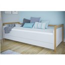 Skandynawski Tapczan Młodzieżowy Victor z Szufladą - Kolor: Biały - Rozmiar łóżka: 180x80 cm - Opcje Materaca: Materac Piankowo-Lateksowo-Kokosowy