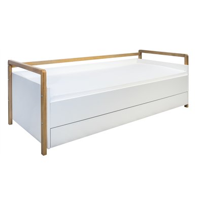 Skandynawski Tapczan Młodzieżowy Victor z Szufladą - Kolor: Biały - Rozmiar łóżka: 180x80 cm - Opcje Materaca: Materac Piankowo-Lateksowo-Kokosowy