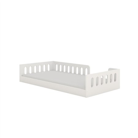 Bezpieczne Łóżko Montessori Timon z Barierką - Kolor: Biały - Rozmiar łóżka: 180x80 cm - Opcje Materaca: Materac Piankowo-Lateksowo-Kokosowy