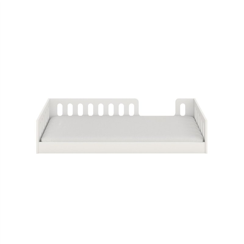 Bezpieczne Łóżko Montessori Timon z Barierką - Kolor: Biały - Rozmiar łóżka: 180x80 cm - Opcje Materaca: Materac Piankowo-Lateksowo-Kokosowy