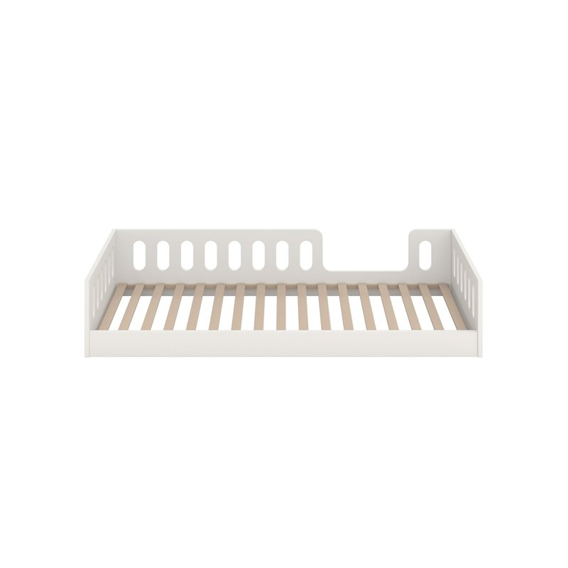 Bezpieczne Łóżko Montessori Timon z Barierką - Kolor: Biały - Rozmiar łóżka: 180x80 cm - Opcje Materaca: Materac Piankowo-Lateksowo-Kokosowy