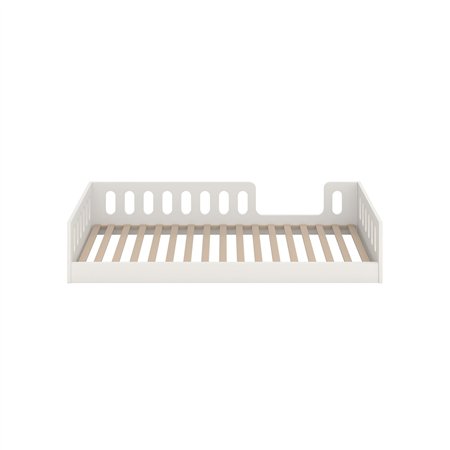 Bezpieczne Łóżko Montessori Timon z Barierką - Kolor: Biały - Rozmiar łóżka: 180x80 cm - Opcje Materaca: Materac Piankowo-Lateksowo-Kokosowy