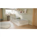 Bezpieczne Łóżko Montessori Timon z Barierką - Kolor: Biały - Rozmiar łóżka: 180x80 cm - Opcje Materaca: Materac Piankowo-Lateksowo-Kokosowy
