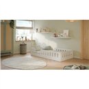 Bezpieczne Łóżko Montessori Timon z Barierką - Kolor: Biały - Rozmiar łóżka: 180x80 cm - Opcje Materaca: Materac Piankowo-Lateksowo-Kokosowy