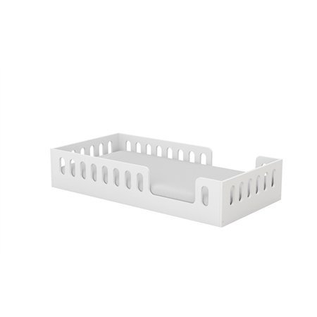 Bezpieczne Łóżko Montessori Timon z Barierką - Kolor: Biały - Rozmiar łóżka: 180x80 cm - Opcje Materaca: Materac Piankowo-Lateksowo-Kokosowy