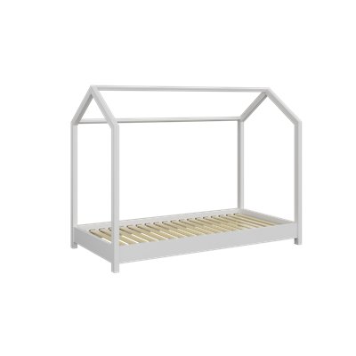 Magiczne Łóżko Domek Bella z Naturalnego Drewna - Kolor: Biały - Rozmiar łóżka: 180x80 cm - Opcje Materaca: Materac Piankowo-Lateksowo-Kokosowy