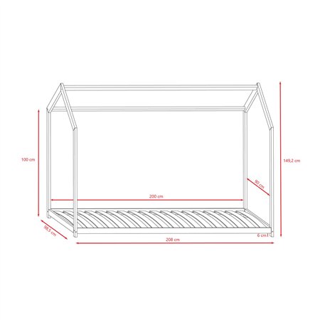 Magiczne Łóżko Domek Bella z Naturalnego Drewna - Rozmiar łóżka: 200x90 cm - Opcje Materaca: Materac Piankowo-Lateksowo-Kokosowy - Kolor: Sosna