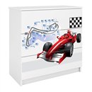 Sportowa Komoda Dziecięca Babydreams Czerwona Formuła F1 - Kolor: Biały