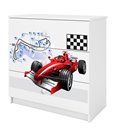 Sportowa Komoda Dziecięca Babydreams Czerwona Formuła F1 - Kolor: Biały