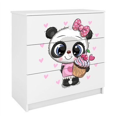 Urocza Komoda Dziecięca Babydreams Panda z Kokardką - Kolor: Biały