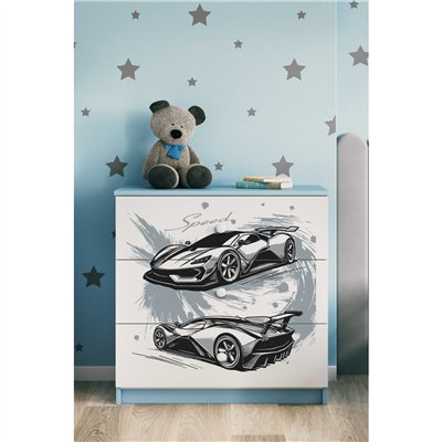 Sportowa Komoda Dziecięca Babydreams Auto Speed - Kolor: Niebieski 2