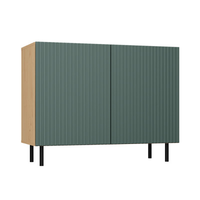 Nowoczesna Komoda KAMA-2D SLIM z Ryflowanymi Frontami i 2 Drzwiami - Kolor: Artisan - Zieleń