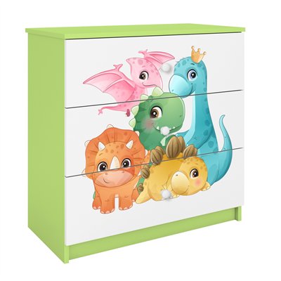 Bajkowa Komoda Dziecięca Babydreams Dinusie (Dinozaury) - Kolor: Zielony