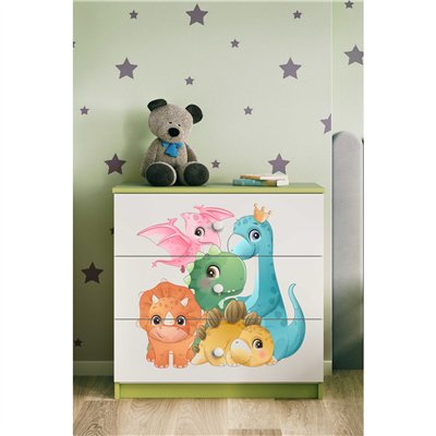 Bajkowa Komoda Dziecięca Babydreams Dinusie (Dinozaury) - Kolor: Zielony 2