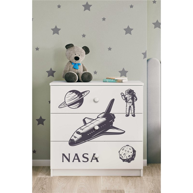 Kosmiczna Komoda Dziecięca Babydreams Agencja NASA - Kolor: Biały