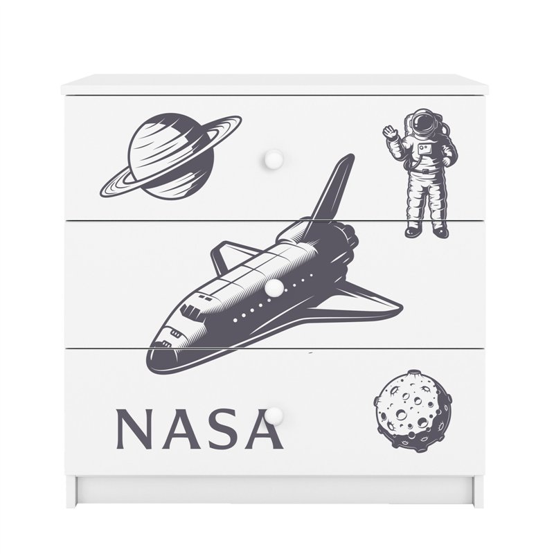 Kosmiczna Komoda Dziecięca Babydreams Agencja NASA - Kolor: Biały