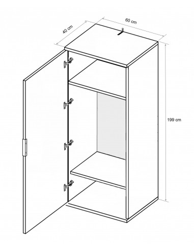Szafa Uchylna Asti Z Półkami Biały Połysk Słupek 60 cm - 2 Szafa Uchylna Asti Z Półkami Biały Połysk Słupek 60 cm - 2