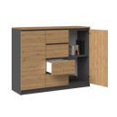 Komoda MAL-2D4S/BA – Antracyt / Dąb Artisan, 2 drzwi, 4 szuflady