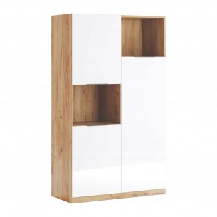 Duży Regał Asti Szafka Dąb Craft + Biały Połysk Lakier