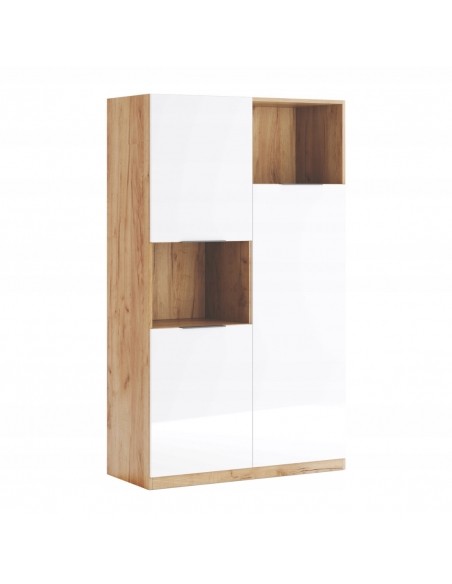 Duży Regał Asti Szafka Dąb Craft + Biały Połysk Lakier