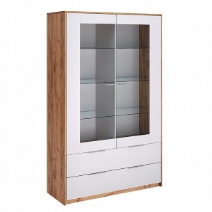 Witryna Asti Biały Połysk Drzwi Przeszklone Kredens