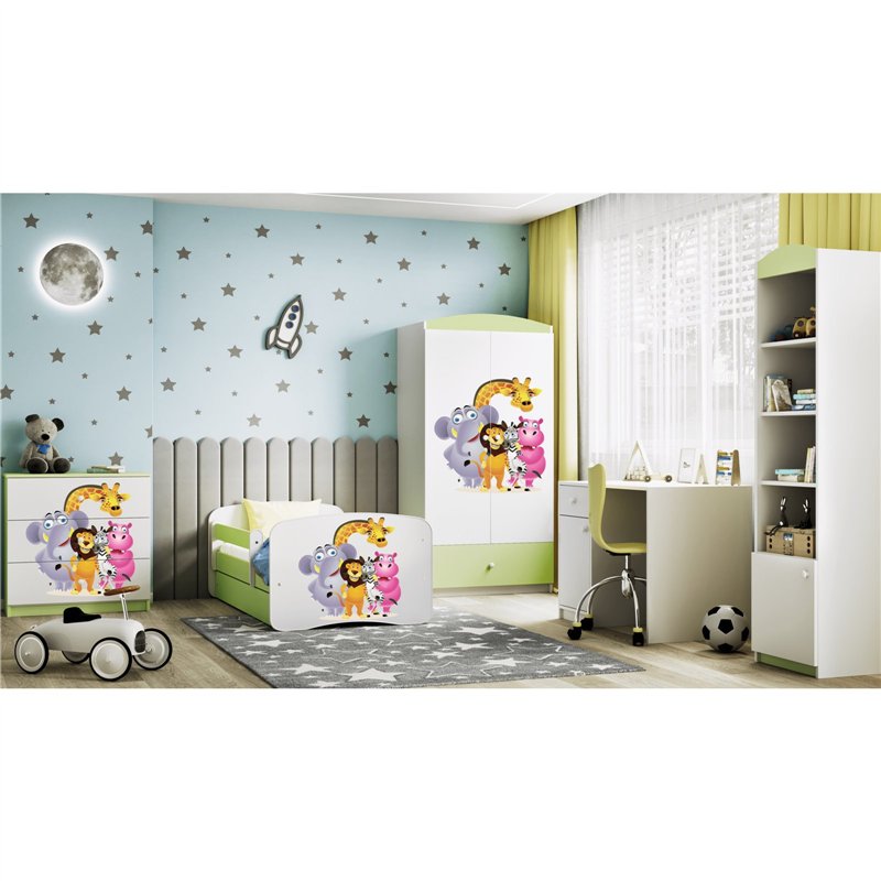 Wesoła Szafa Dziecięca Babydreams Zwierzaki Zoo - Kolor: Zielony