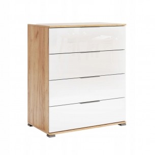 Komoda Asti Dąb Craft Biały Połysk Lakier Z Szufladami