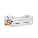 Radosne Łóżko Dziecięce Babydreams Wesołe Zwierzaki - Kolor: Biały - Opcje łóżka: Z Szufladą - Rozmiar łóżka: 180x80 cm - Opcje Materaca: Materac Piankowo-Lateksowo-Kokosowy