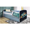 Dynamiczne Łóżko Dziecięce Babydreams Wyścig (Formuła F1) - Kolor: Niebieski - Opcje łóżka: Z Szufladą - Rozmiar łóżka: 180x80 cm - Opcje Materaca: Materac Piankowo-Lateksowo-Kokosowy