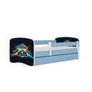 Dynamiczne Łóżko Dziecięce Babydreams Wyścig (Formuła F1) - Kolor: Niebieski - Opcje łóżka: Z Szufladą - Rozmiar łóżka: 180x80 cm - Opcje Materaca: Materac Piankowo-Lateksowo-Kokosowy