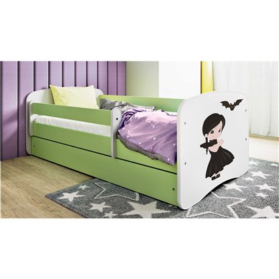 Wyjątkowe Łóżko Dziecięce Babydreams dla Dziewczynki - Kolor: Zielony - Opcje łóżka: Z Szufladą - Rozmiar łóżka: 180x80 cm - Opcje Materaca: Materac Piankowo-Lateksowo-Kokosowy 2