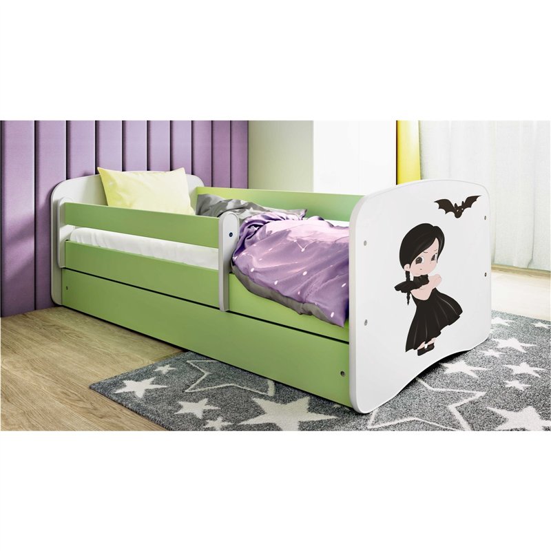Wyjątkowe Łóżko Dziecięce Babydreams dla Dziewczynki - Kolor: Zielony - Opcje łóżka: Z Szufladą - Rozmiar łóżka: 180x80 cm - Opcje Materaca: Materac Piankowo-Lateksowo-Kokosowy