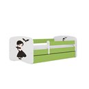 Wyjątkowe Łóżko Dziecięce Babydreams dla Dziewczynki - Kolor: Zielony - Opcje łóżka: Z Szufladą - Rozmiar łóżka: 180x80 cm - Opcje Materaca: Materac Piankowo-Lateksowo-Kokosowy