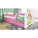 Baśniowe Łóżko Dziecięce Babydreams Syrenka - Kolor: Różowy - Opcje łóżka: Z Szufladą - Rozmiar łóżka: 180x80 cm - Opcje Materaca: Materac Piankowo-Lateksowo-Kokosowy