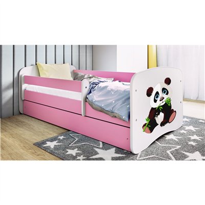 Urocze Łóżko Dziecięce Babydreams Panda - Kolor: Różowy - Opcje łóżka: Z Szufladą - Rozmiar łóżka: 180x80 cm - Opcje Materaca: Materac Piankowo-Lateksowo-Kokosowy 2