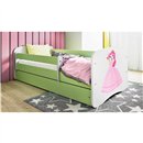 Baśniowe Łóżko Dziecięce Babydreams Różowa Księżniczka - Kolor: Zielony - Opcje łóżka: Z Szufladą - Rozmiar łóżka: 180x80 cm - Opcje Materaca: Materac Piankowo-Lateksowo-Kokosowy