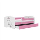 Urocze Łóżko Dziecięce Babydreams Kotek z Koroną - Kolor: Różowy - Opcje łóżka: Z Szufladą - Rozmiar łóżka: 180x80 cm - Opcje Materaca: Materac Piankowo-Lateksowo-Kokosowy