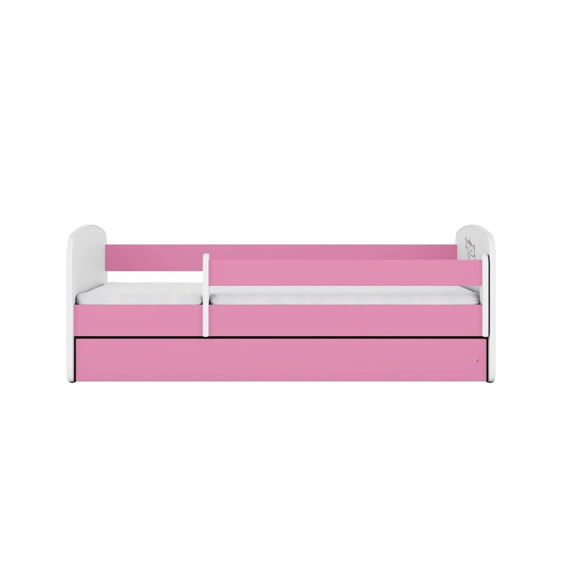 Urocze Łóżko Dziecięce Babydreams Kotek z Koroną - Kolor: Różowy - Opcje łóżka: Z Szufladą - Rozmiar łóżka: 180x80 cm - Opcje Materaca: Materac Piankowo-Lateksowo-Kokosowy