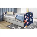Kosmiczne Łóżko Dziecięce Babydreams Kosmos Astronauta - Kolor: Biały - Opcje łóżka: Z Szufladą - Rozmiar łóżka: 180x80 cm - Opcje Materaca: Materac Piankowo-Lateksowo-Kokosowy