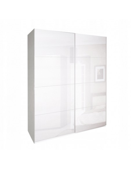 Nowoczesna Biała Szafa Przesuwna Bella Wysoki Połysk 200 cm