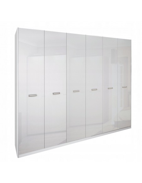 Nowoczesna Biała Szafa Garderoba Bella Wysoki Połysk 272 cm
