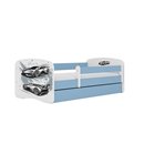 Sportowe Łóżko Dziecięce Babydreams Auto Speed - Kolor: Niebieski - Opcje łóżka: Z Szufladą - Rozmiar łóżka: 180x80 cm - Opcje Materaca: Materac Piankowo-Lateksowo-Kokosowy