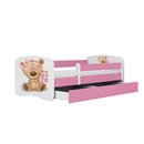 Urocze Łóżko Dziecięce Babydreams Miś z Kwiatkami - Kolor: Różowy - Opcje łóżka: Z Szufladą - Rozmiar łóżka: 180x80 cm - Opcje Materaca: Materac Piankowo-Lateksowo-Kokosowy