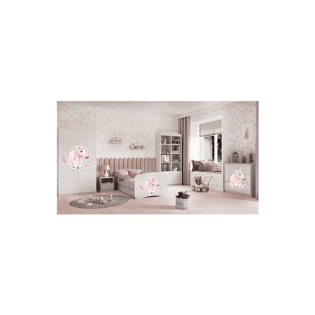 Magiczne Łóżko Dziecięce Babydreams Konik - Kolor: Biały - Opcje łóżka: Z Szufladą - Rozmiar łóżka: 180x80 cm - Opcje Materaca: Materac Piankowo-Lateksowo-Kokosowy
