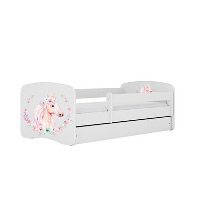 Magiczne Łóżko Dziecięce Babydreams Konik - Kolor: Biały - Opcje łóżka: Z Szufladą - Rozmiar łóżka: 180x80 cm - Opcje Materaca: Materac Piankowo-Lateksowo-Kokosowy