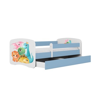 Prehistoryczne Łóżko Dziecięce Babydreams Dinusie (Dinozaury) - Kolor: Niebieski - Opcje łóżka: Z Szufladą - Rozmiar łóżka: 180x80 cm - Opcje Materaca: Materac Piankowo-Lateksowo-Kokosowy 2