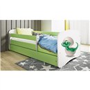 Urocze Łóżko Dziecięce Babydreams Mały Dino - Kolor: Zielony - Opcje łóżka: Z Szufladą - Rozmiar łóżka: 180x80 cm - Opcje Materaca: Materac Piankowo-Lateksowo-Kokosowy