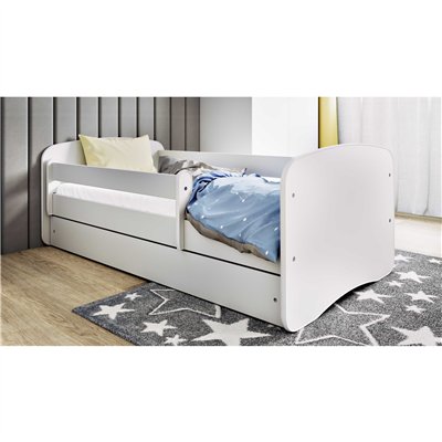 Minimalistyczne Łóżko Dziecięce Babydreams Bez Nadruku - Kolor: Biały - Opcje łóżka: Z Szufladą - Rozmiar łóżka: 180x80 cm - Opcje Materaca: Materac Piankowo-Lateksowo-Kokosowy 2