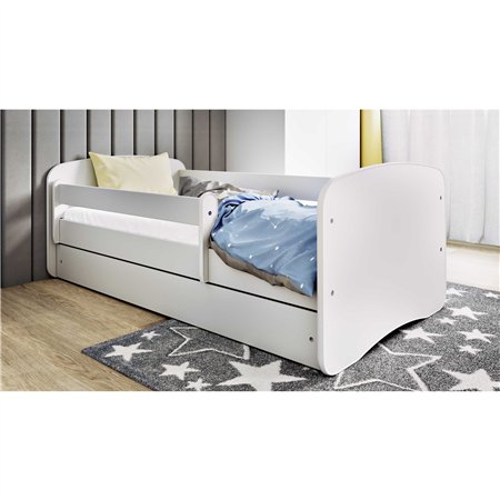 Minimalistyczne Łóżko Dziecięce Babydreams Bez Nadruku - Kolor: Biały - Opcje łóżka: Z Szufladą - Rozmiar łóżka: 180x80 cm - Opcje Materaca: Materac Piankowo-Lateksowo-Kokosowy